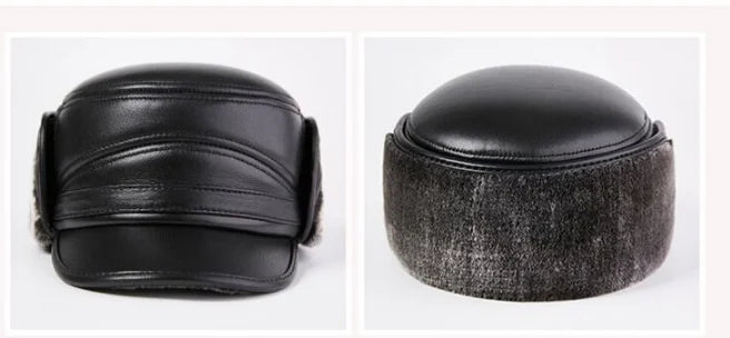 Winter Men's Genuine Leather Hat Thicken Leather Cowhide Baseball Caps With  Warm  Dad's Hats Sombrero De Cuero Del Hombre Super