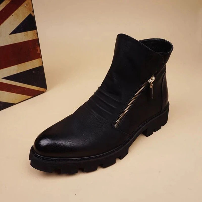 Brand Men Botas Hombre Ankle Boots Fashion Men Leather Chelsea Boots Men Slip Ons Motorcycle Man Warm Boots Men Work Shoes