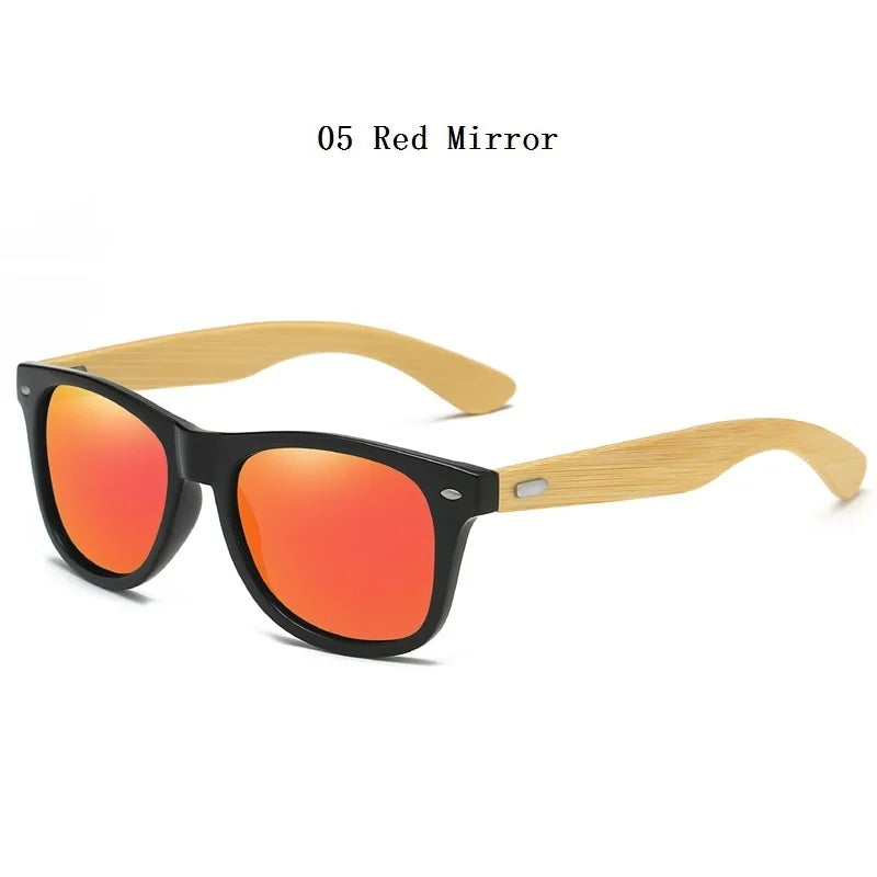 Fashionable Bamboo Wood Sunglasses Men Women Classic Square Vintage Driving Sun Glasses Black Fishing Eyewear UV400 Eyepieces