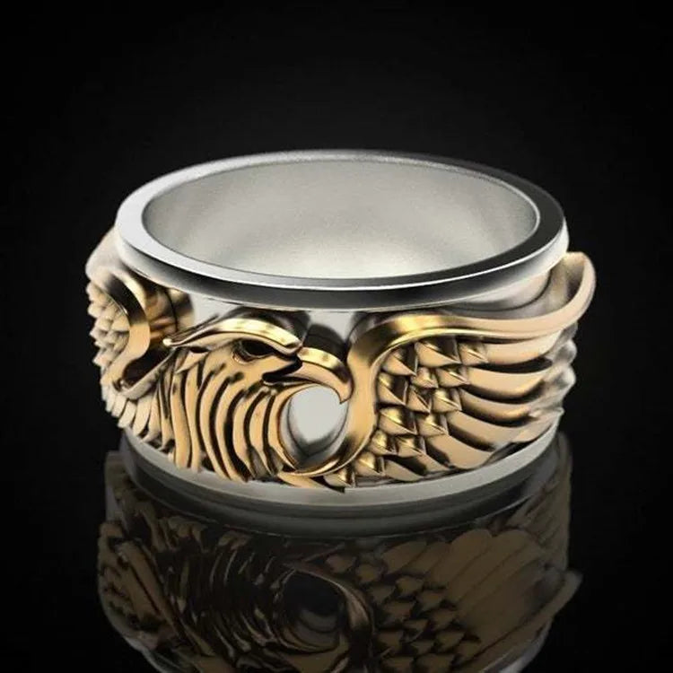 Eagle Collection ! Domineering Metal Eagle Men's Ring Punk Style Enamel Animal Male Rings Jewelry Hand Accessories Size 6-13
