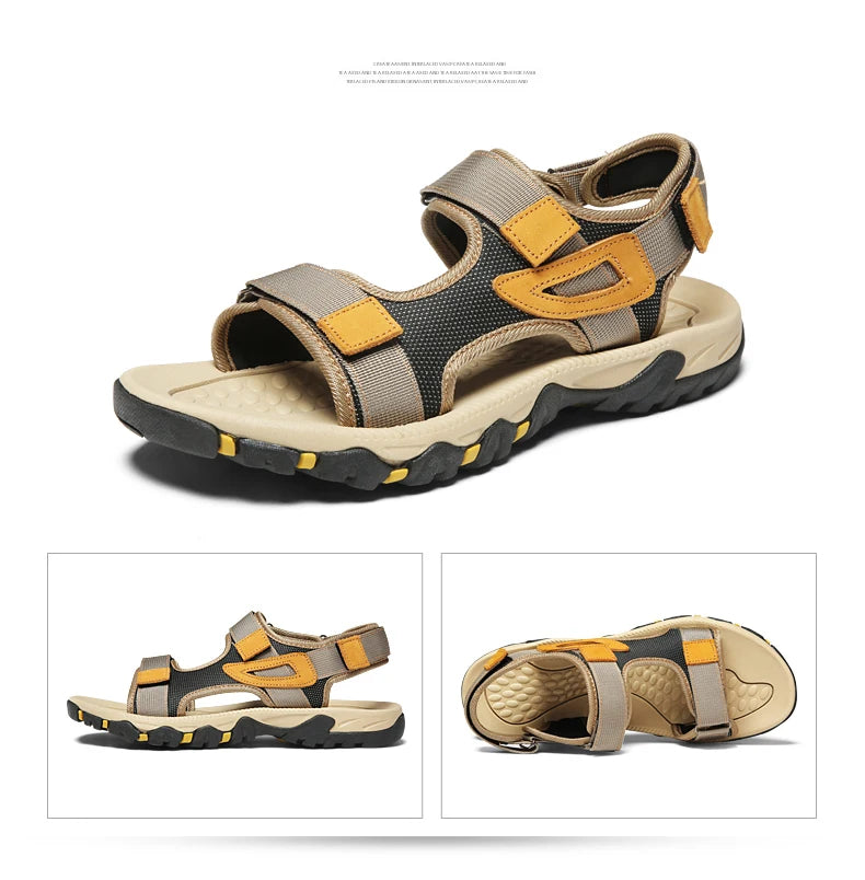Hot Sale Summer Sandals Mens Big Size 38-47 Outdoor Beach Casual Shoes Fashion Dropshipping Khaki Blue
