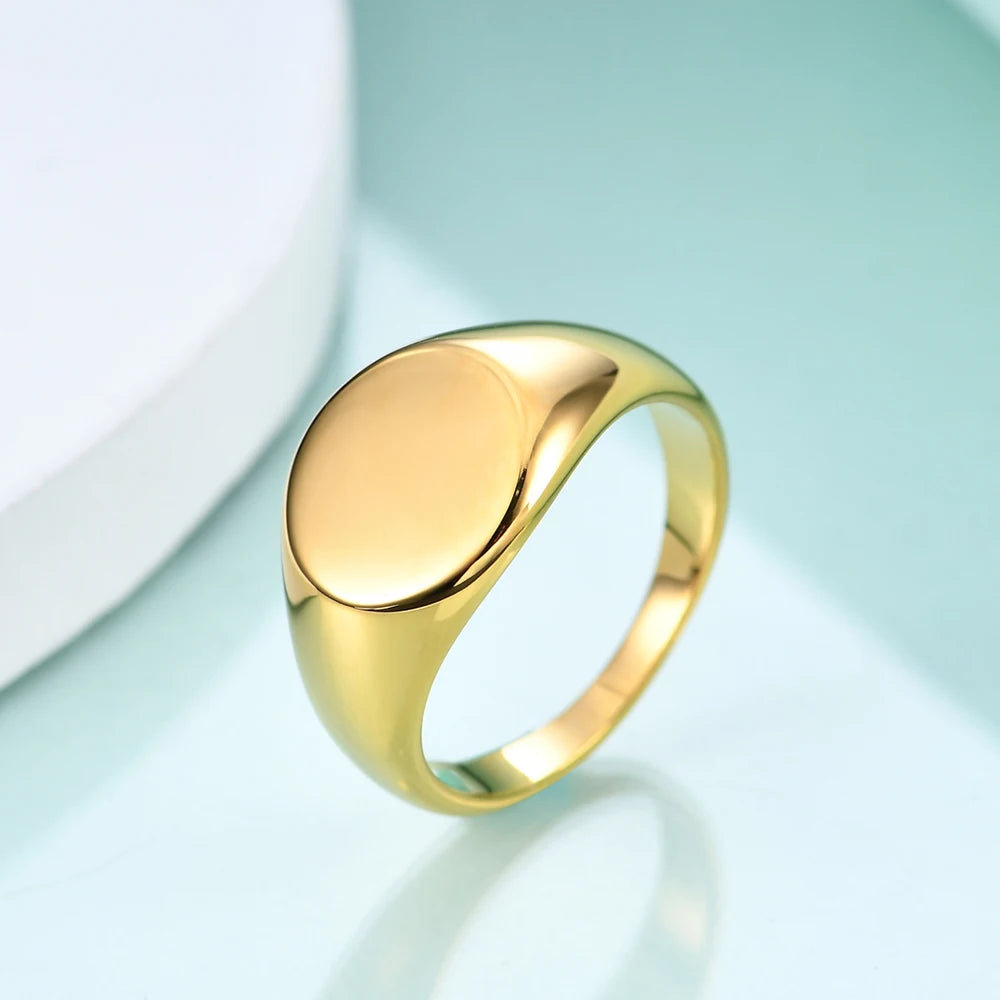 Customized Women Signet Ring Name Letter Pattern Logo Stainless Steel Rings Punk Candid Fashion Jewelry Male Wedding Accessories