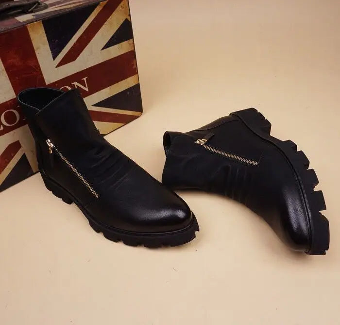 Brand Men Botas Hombre Ankle Boots Fashion Men Leather Chelsea Boots Men Slip Ons Motorcycle Man Warm Boots Men Work Shoes