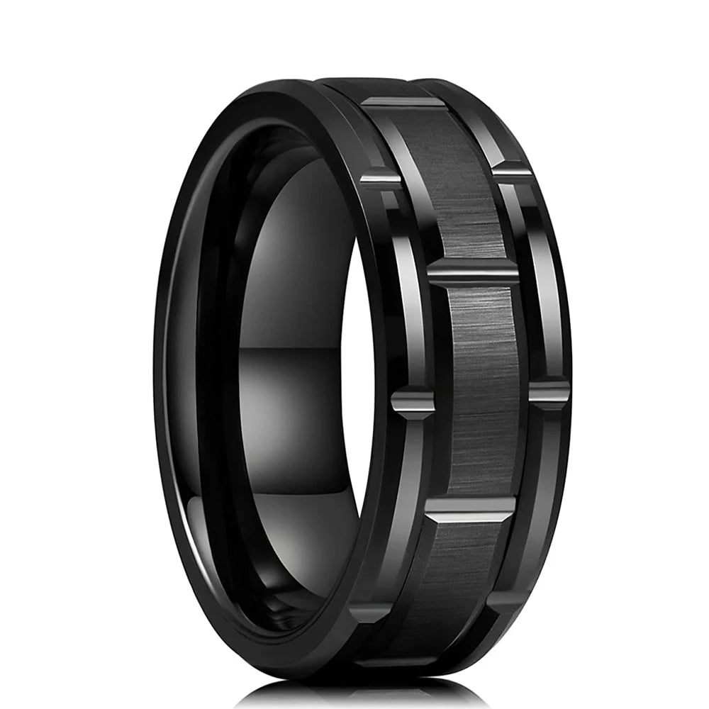 Fashion 8mm Green Color Titanium Stainless Steel Rings for Men Women Black Brushed Men Promise Rings Wedding Party Jewelry Gifts