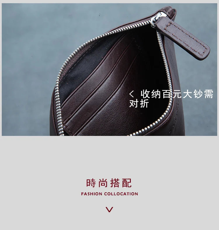 LANSPACE men's leather wallet brand thin purse fashion designer coin purses holders