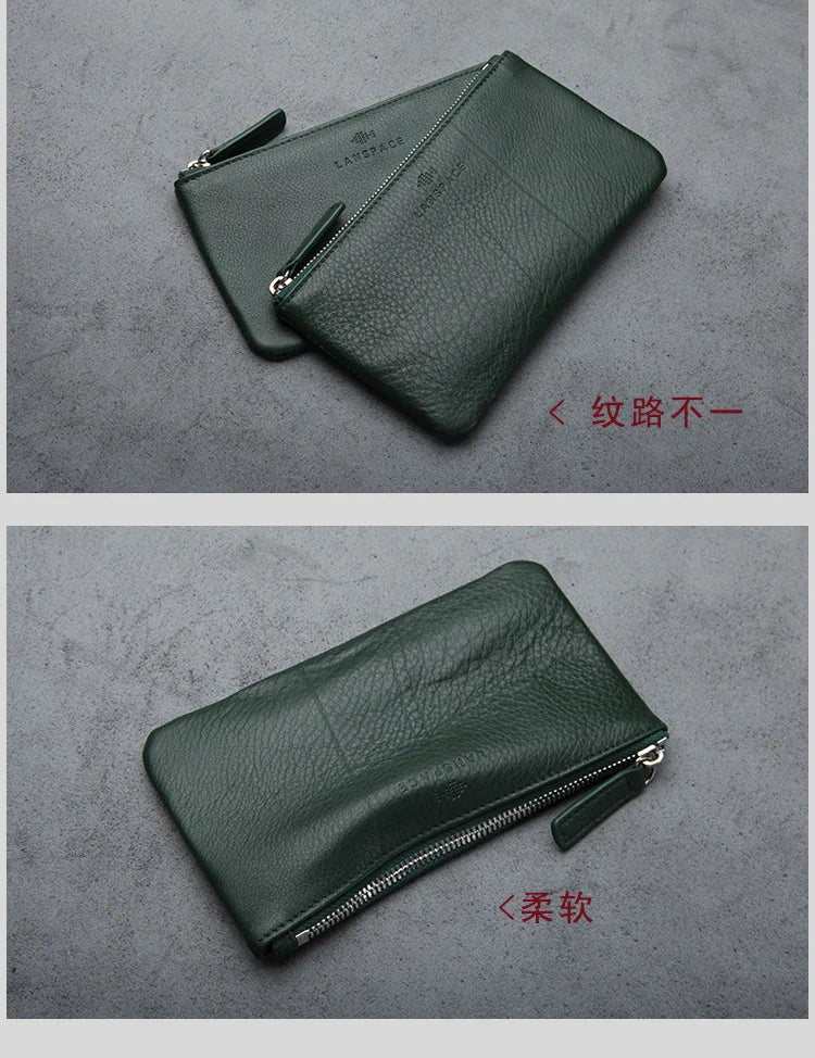 LANSPACE men's leather wallet brand thin purse fashion designer coin purses holders