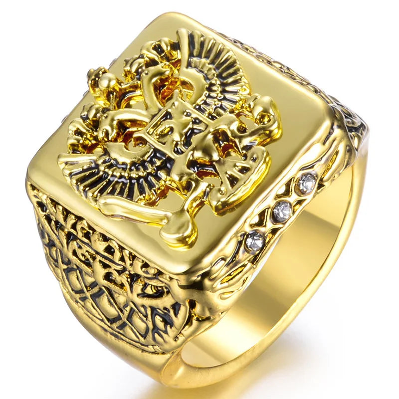 Eagle Collection ! Domineering Metal Eagle Men's Ring Punk Style Enamel Animal Male Rings Jewelry Hand Accessories Size 6-13