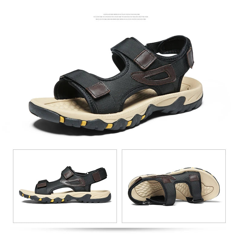 Hot Sale Summer Sandals Mens Big Size 38-47 Outdoor Beach Casual Shoes Fashion Dropshipping Khaki Blue