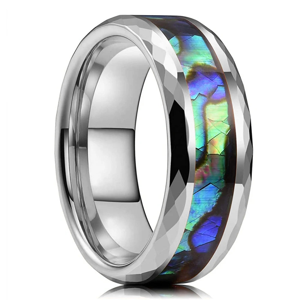Fashion Viking Tree Of Life Stainless Steel Abalone Shell Rings For Men Odin Norse Viking Rune Rings Retro Amulet Jewelry Gift