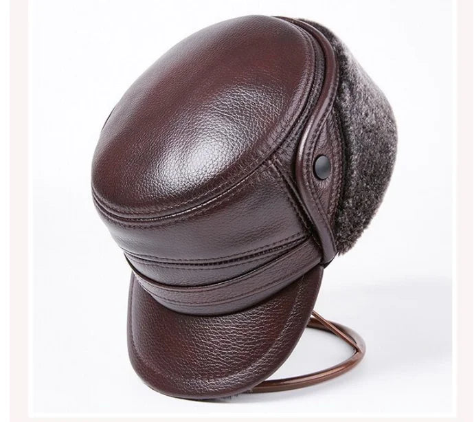 Winter Men's Genuine Leather Hat Thicken Leather Cowhide Baseball Caps With  Warm  Dad's Hats Sombrero De Cuero Del Hombre Super