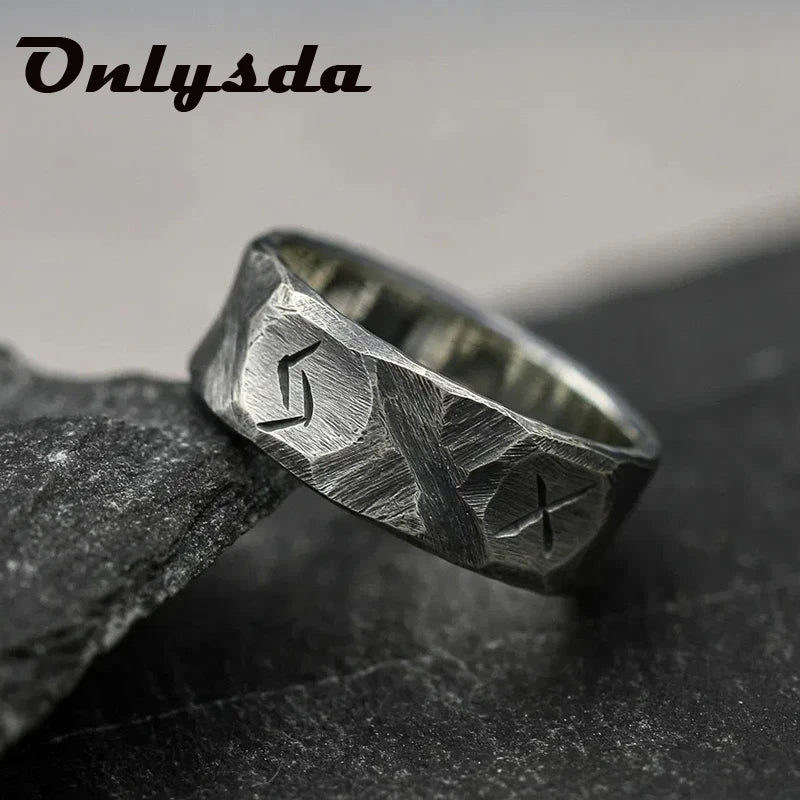 Freeshipping Stainless Steel Odin Norse Anel Amulet Rune Couple Dating Viking Rings For Men Women Words Jewelry Boyfriend Gift