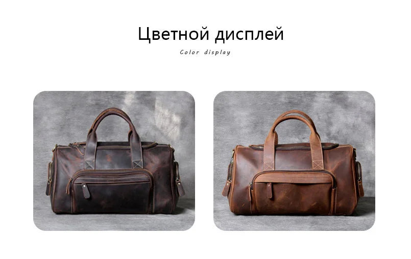 New Men's Leather Travel Bag Premium Genuine Leather Business Backpack - RFID Anti-Theft Outdoor Duffel Bag for Business