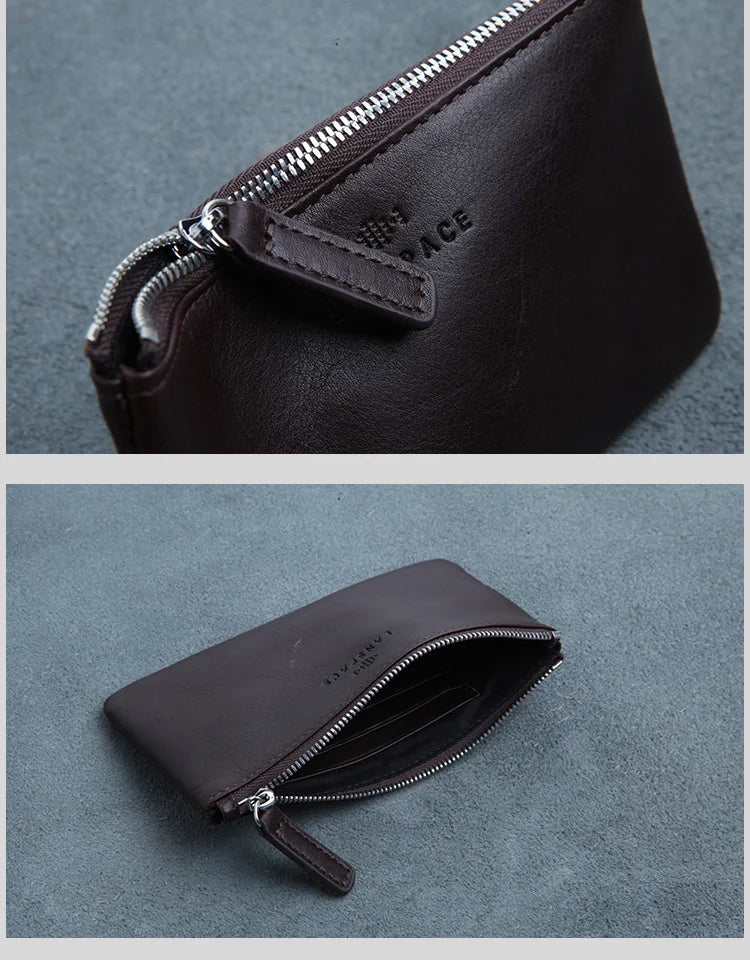 LANSPACE men's leather wallet brand thin purse fashion designer coin purses holders