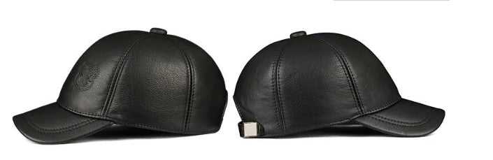 New 2025 Spring/Winter Man Genuine Leather Baseball Caps Male Casual Cowhide Belt Ear Warm 56-60 Adjustable Sprot Flight Hats