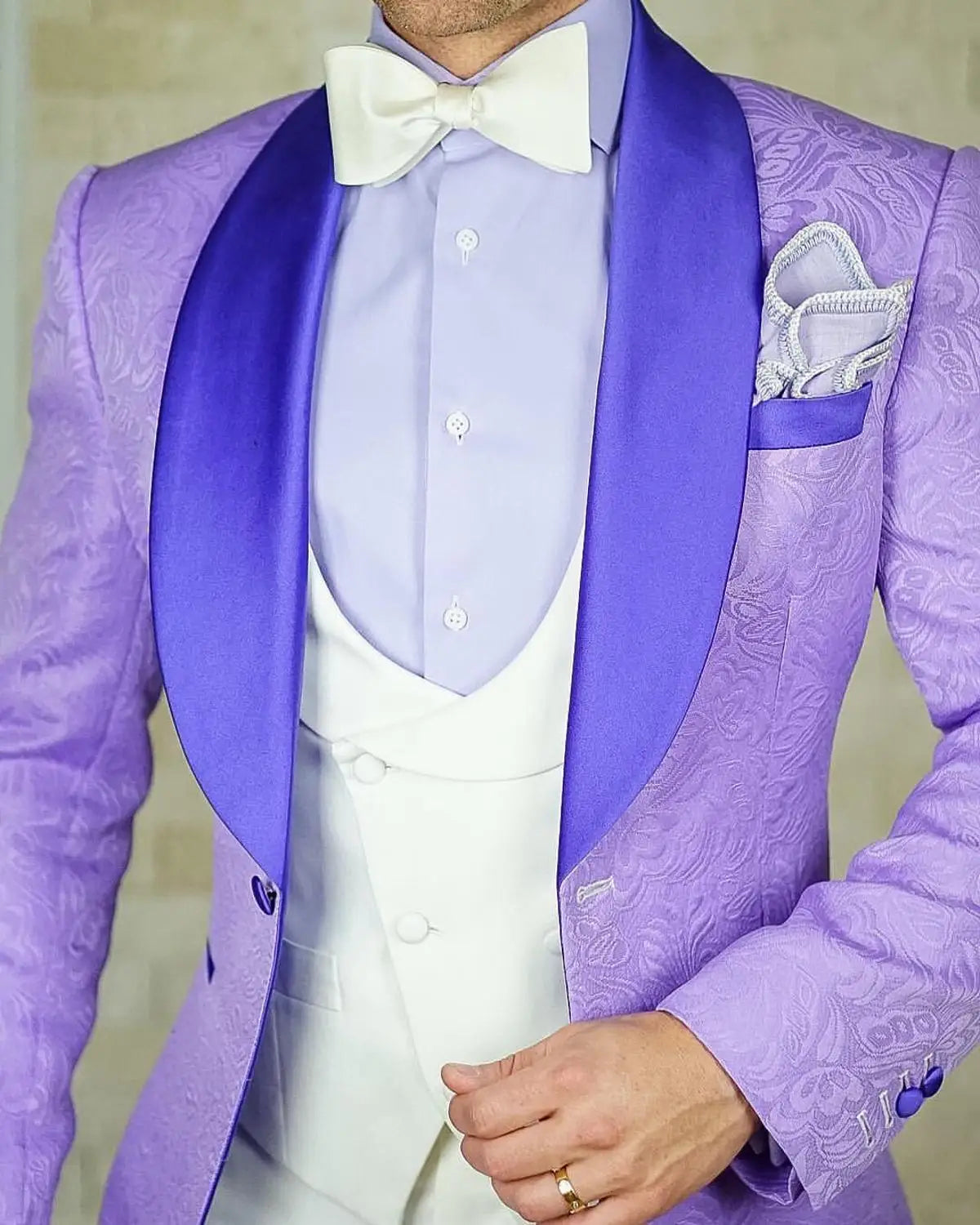 Hot Selling Men Suits Pattern and Black Groom Tuxedos Shawl Satin Lapel Groomsmen Wedding Best Man ( Jacket+Pants+Vest+Tie) C691