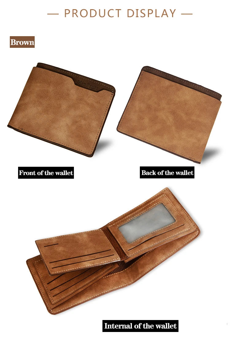 Customized Wallet Photo Mens Brown Short Waterproof Multi-Function Matte PU Leather Engraving Picture Personalized Purse For Men