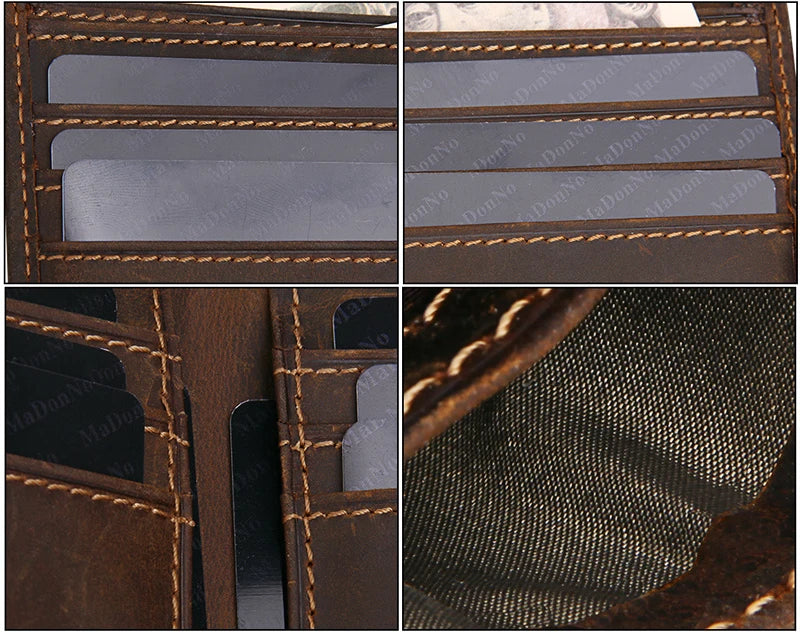 Genuine Leather Man Wallet RFID Blocking Slim Monederos Male Thin Purse High Quality Cowhide Card Wallet For Men Male