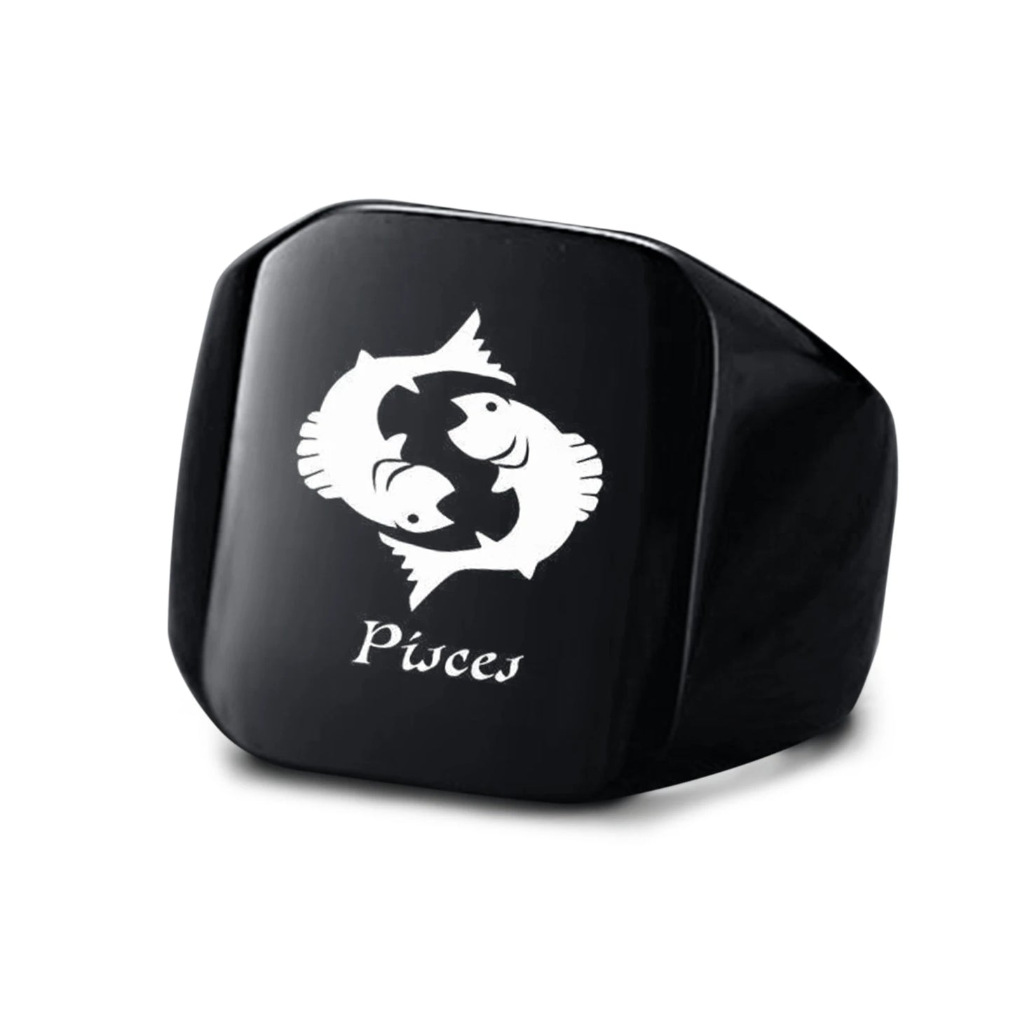 Vnox 18mm Signet Ring For Men Women, The Zodiac 12 Horoscope Constellation Sign Finger Band, Stainless Steel Aries Punk Ring