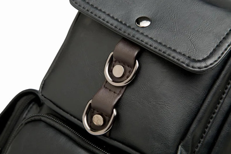 Leather Crossbody Bags for Men Messenger Chest Bag 2025 New Fashion Casual Bag Waterproof PU Single Shoulder Bags Vintage Luxury