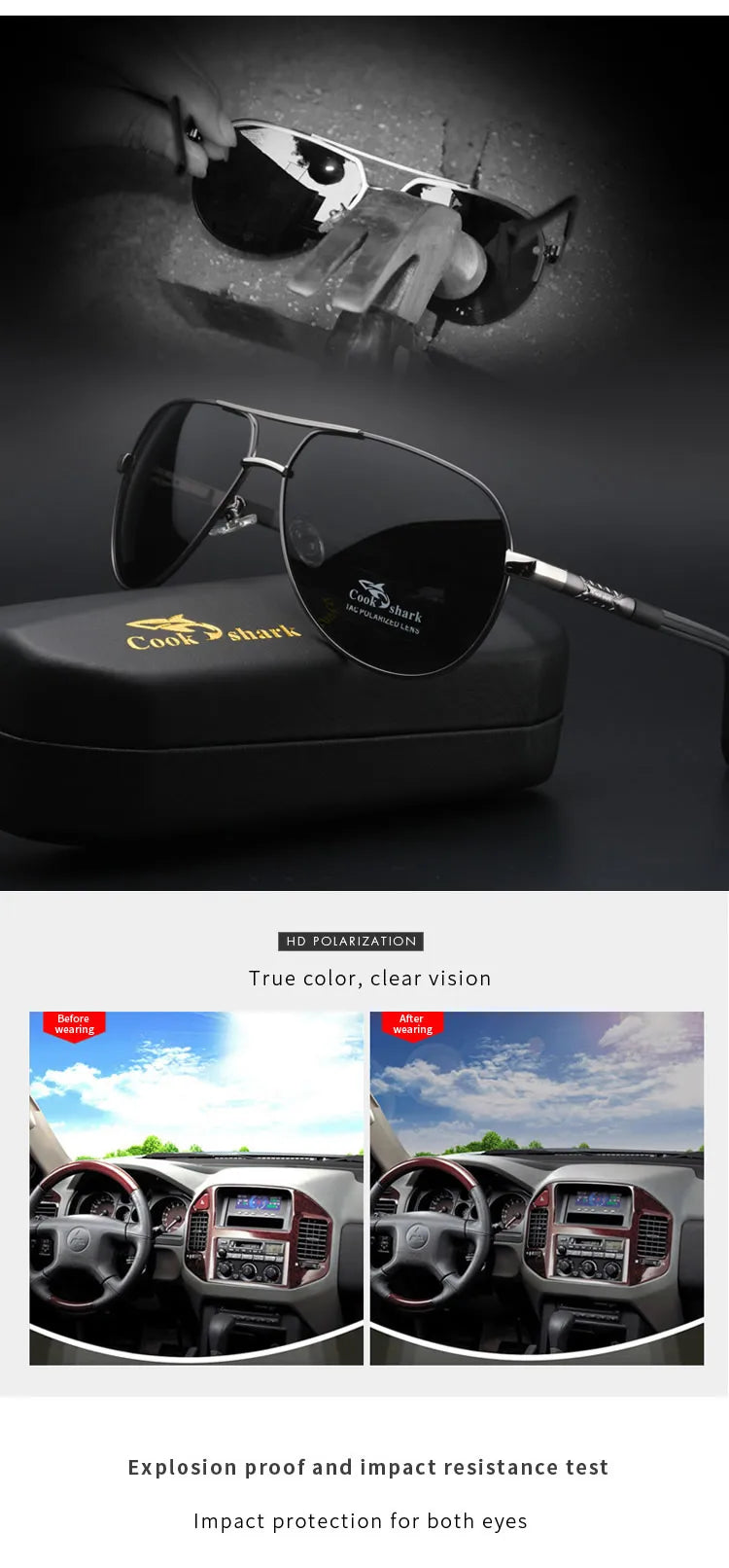 Cookshark sunglasses men's sunglasses tide polarized driving driver blue glasses