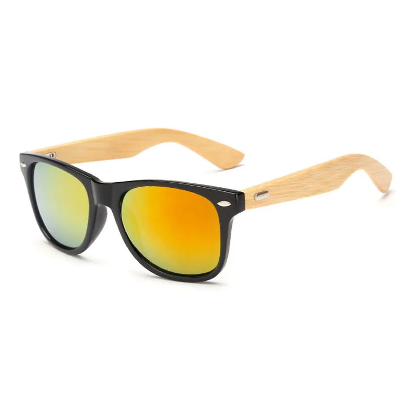 Bamboo Wood Square Sunglasses Brand Design Men Women Coating Mirror Sun Glasses Retro Glasses UV400 Shades Gafas De Sol