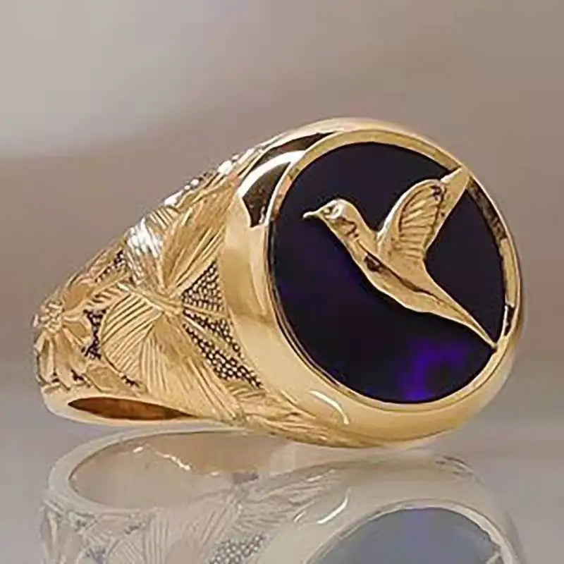 Eagle Collection ! Domineering Metal Eagle Men's Ring Punk Style Enamel Animal Male Rings Jewelry Hand Accessories Size 6-13
