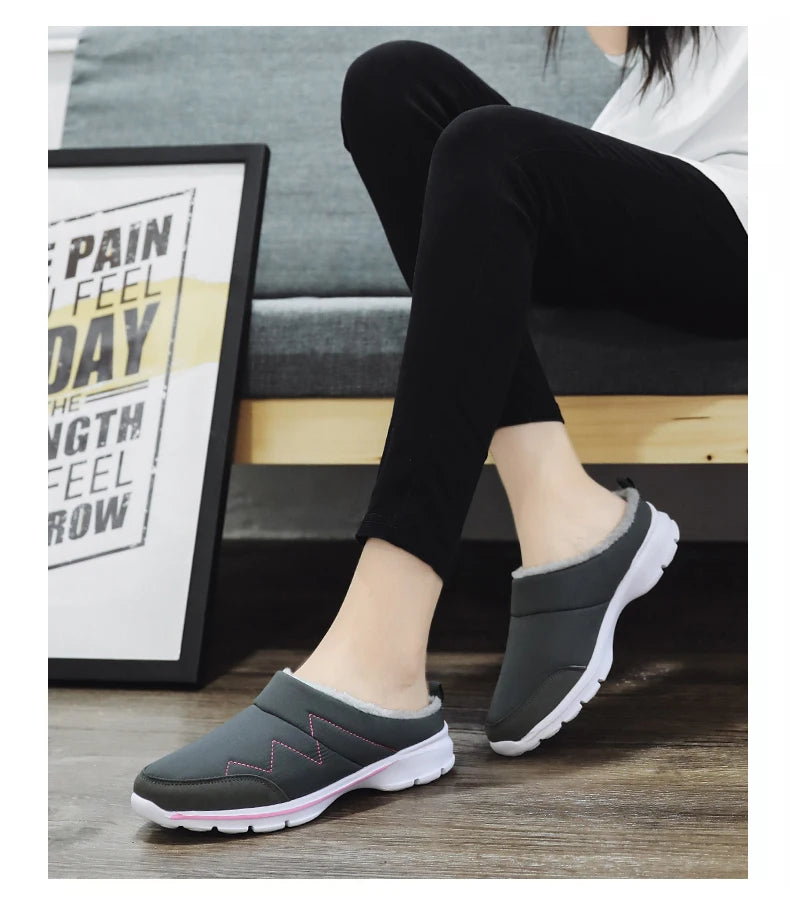 Men Slippers Winter Warm Plush Home Indoor Couple Slippers WaterProof Soft Comfort Winter Shoes Men Footwear Large Size 36-46