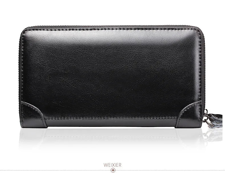 Men's wallet long wallet quality PU leather wallet men's Double Zipper Coin Pocket Purse youth business clutch Phone bag