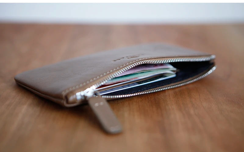 LANSPACE men's leather wallet brand thin purse fashion designer coin purses holders