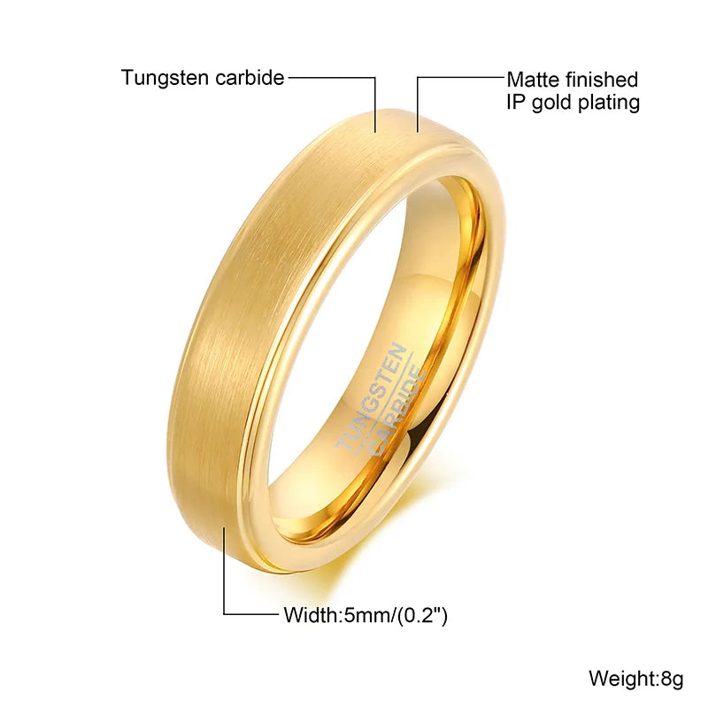 5mm Men Women Wedding Band Tungsten Carbide Ring Brushed Beveled Edge Size 6-12  Couple Wedding  Jewelry Gift