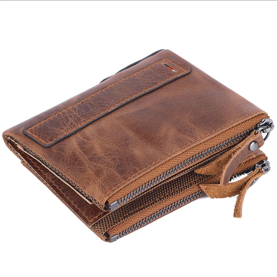 Men Wallets 100% Genuine Cow Leather Short Card Holder Leather Men Purse High Quality Luxury Brand Male Wallet