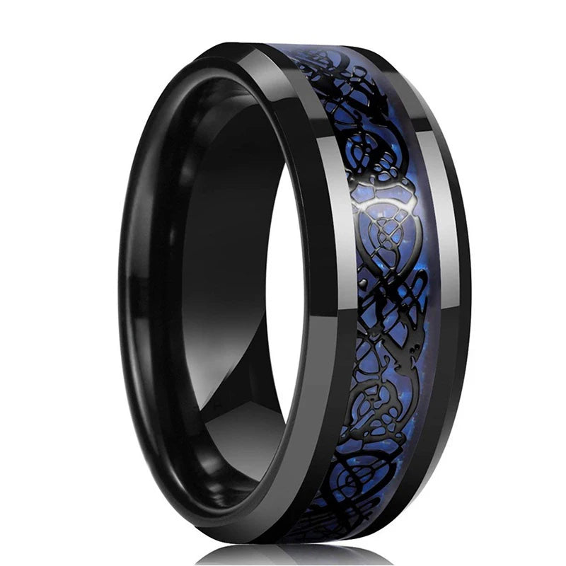 Fashion Men’s Silver Color Black Stainless Steel Ring Groove Multi-Faceted Ring For Men Women Engagement Ring Anniversary Gifts