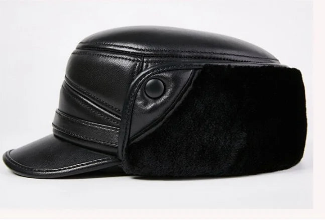 Winter Men's Genuine Leather Hat Thicken Leather Cowhide Baseball Caps With  Warm  Dad's Hats Sombrero De Cuero Del Hombre Super