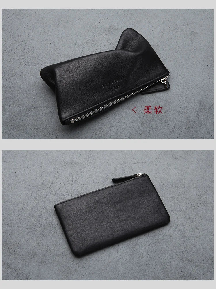 LANSPACE men's leather wallet brand thin purse fashion designer coin purses holders