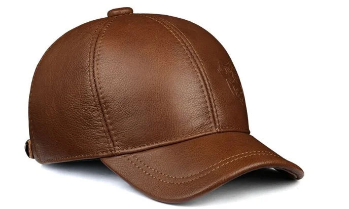 New 2025 Spring/Winter Man Genuine Leather Baseball Caps Male Casual Cowhide Belt Ear Warm 56-60 Adjustable Sprot Flight Hats