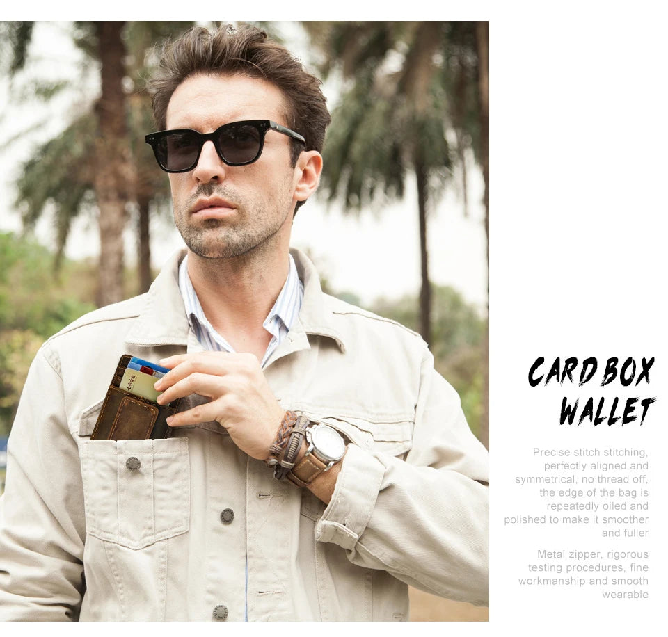 Leather Magnetic Money Clip Men Father's Day Gift Wallet Card Photo Holder Design Handy Front Pocket Wallet Mini Purse Male 1017