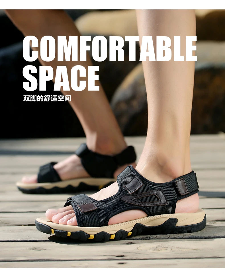 Hot Sale Summer Sandals Mens Big Size 38-47 Outdoor Beach Casual Shoes Fashion Dropshipping Khaki Blue