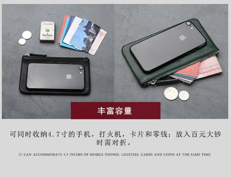 LANSPACE men's leather wallet brand thin purse fashion designer coin purses holders