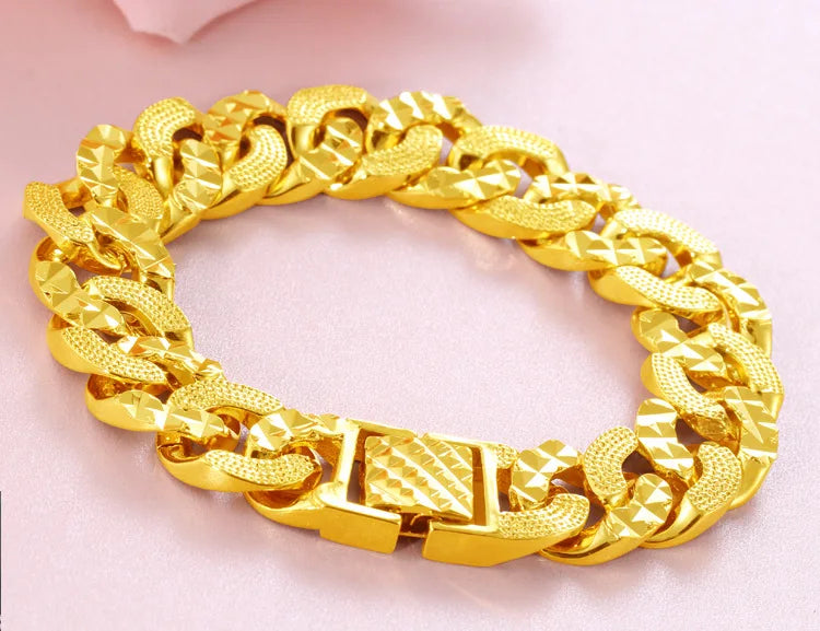 Forever Not Fade 24K Gold Filled Jewelry Bracelets for Men Women Pulseira Feminina Bizuteria Joyas Wedding Fine Gold Bracelets