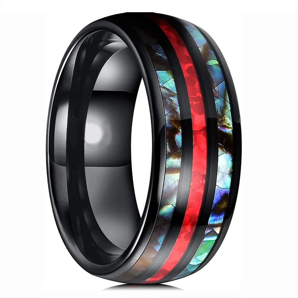 Fashion Viking Tree Of Life Stainless Steel Abalone Shell Rings For Men Odin Norse Viking Rune Rings Retro Amulet Jewelry Gift