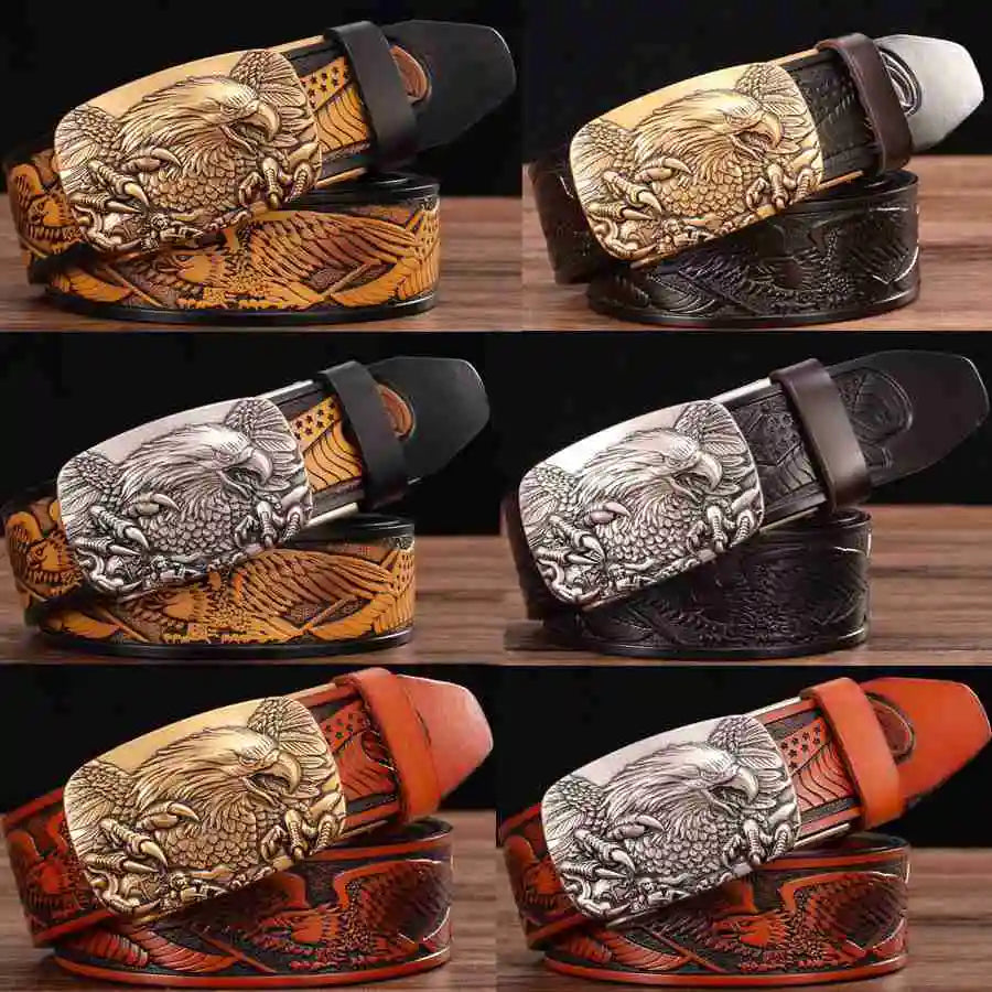 Men's Leather Belts Belts for Men Genuine Leather Ratchet Belt Automatic Buckle Wide:35mm Men Automatic Buckle Belt