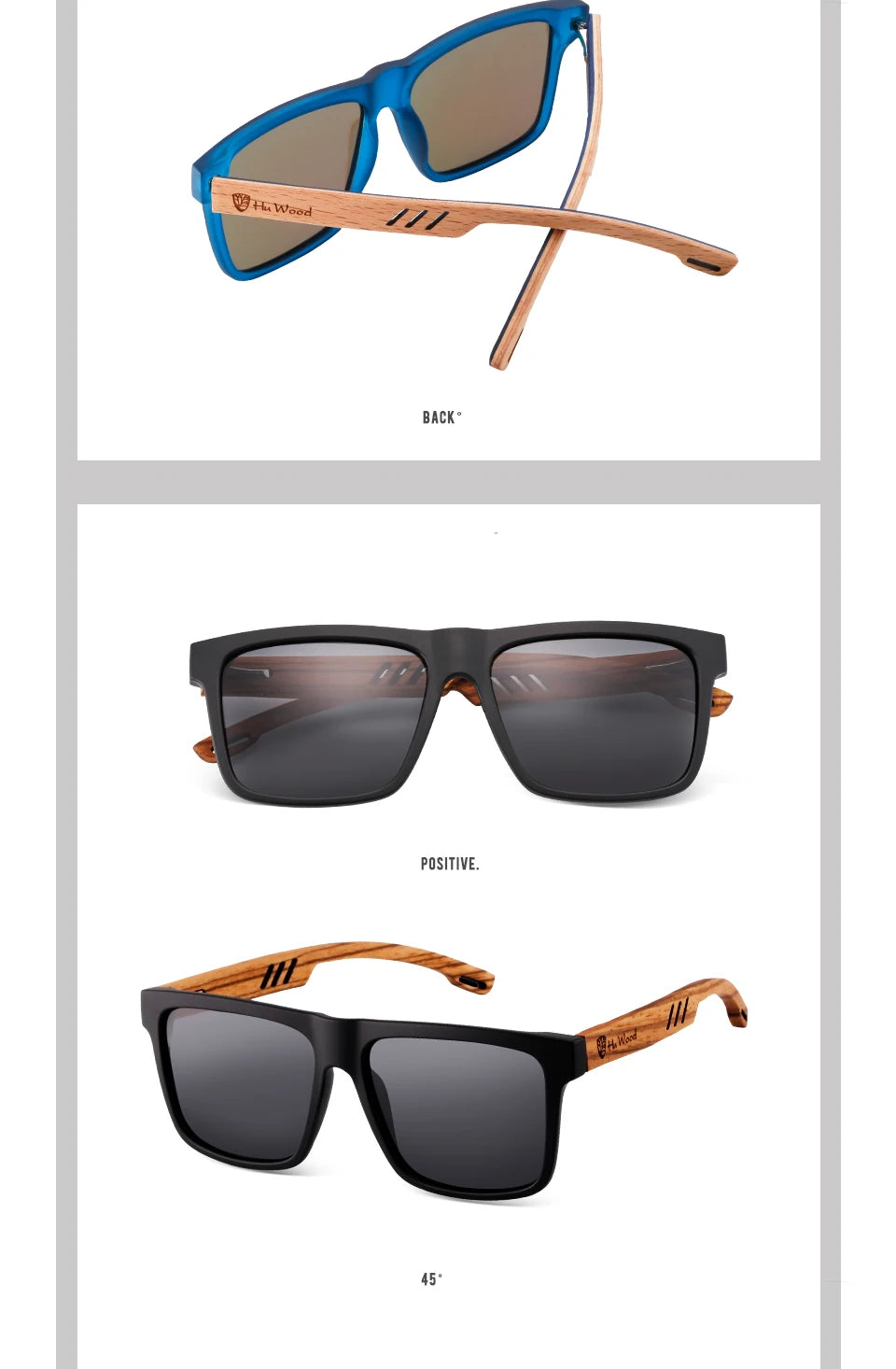 HU WOOD New High Quality Square Sunglasses For Men Polarized UV400 Fashion Sunglass Mirror Sport sun glasses Driving oculos