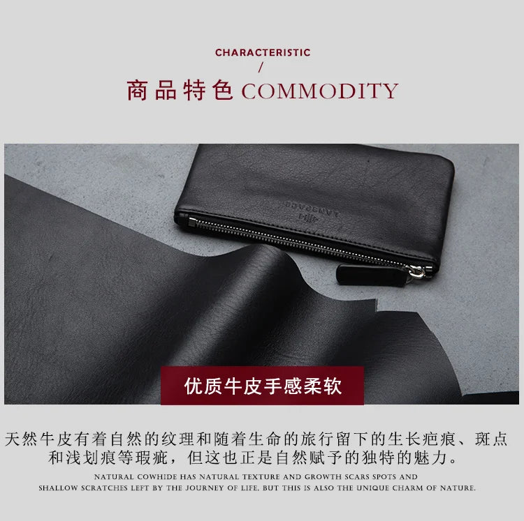 LANSPACE men's leather wallet brand thin purse fashion designer coin purses holders