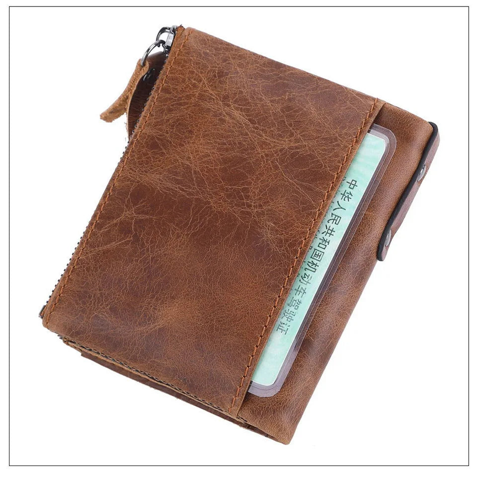 Men Wallets 100% Genuine Cow Leather Short Card Holder Leather Men Purse High Quality Luxury Brand Male Wallet