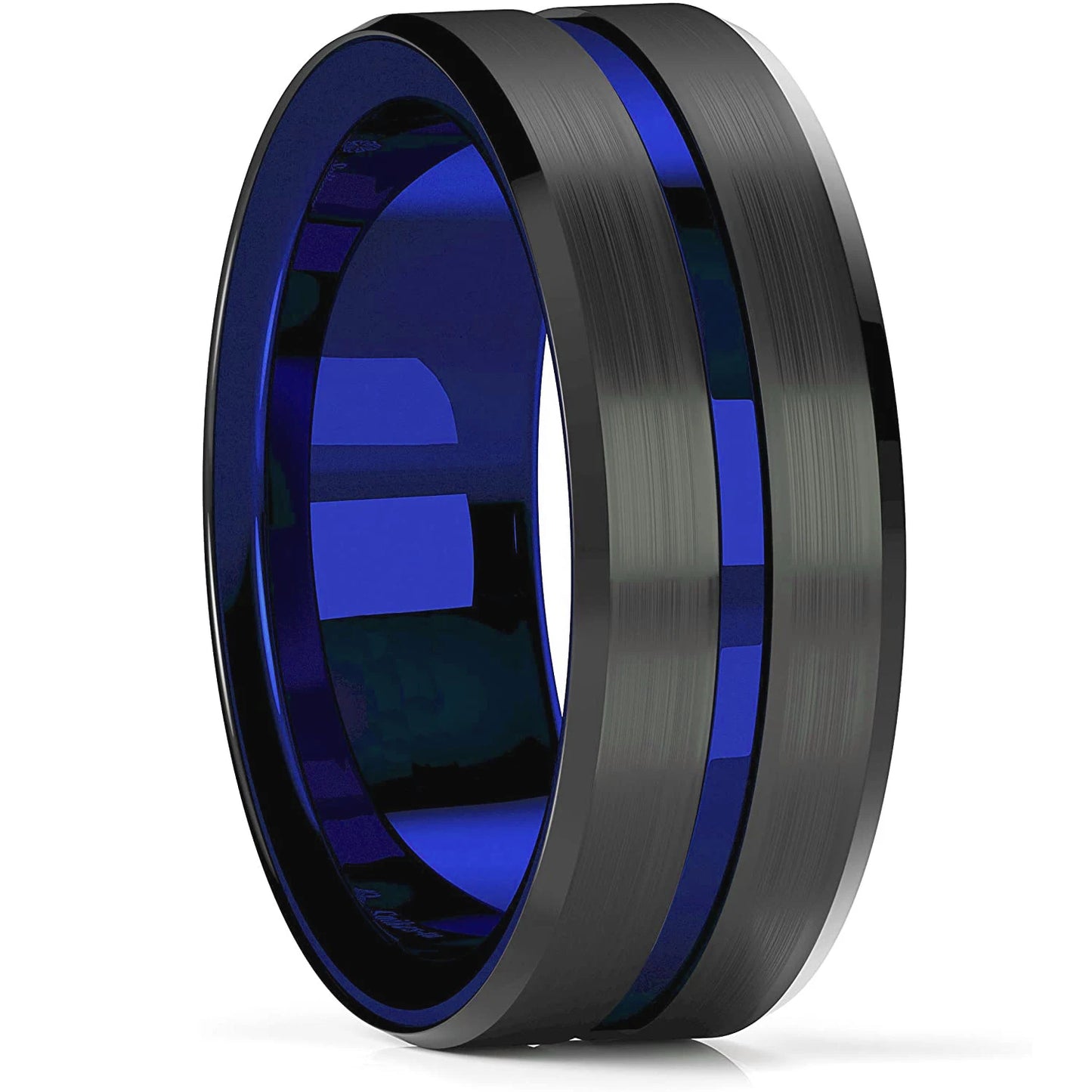 Fashion 8mm Green Color Titanium Stainless Steel Rings for Men Women Black Brushed Men Promise Rings Wedding Party Jewelry Gifts