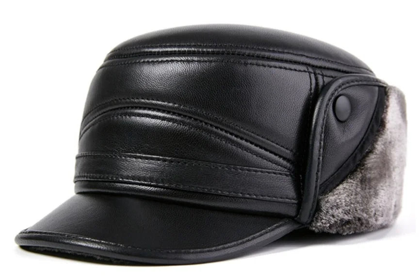 Winter Men's Genuine Leather Hat Thicken Leather Cowhide Baseball Caps With  Warm  Dad's Hats Sombrero De Cuero Del Hombre Super