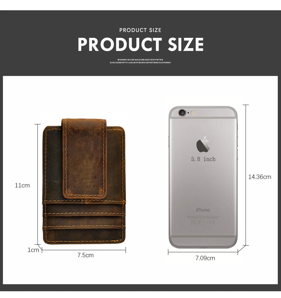Leather Magnetic Money Clip Men Father's Day Gift Wallet Card Photo Holder Design Handy Front Pocket Wallet Mini Purse Male 1017