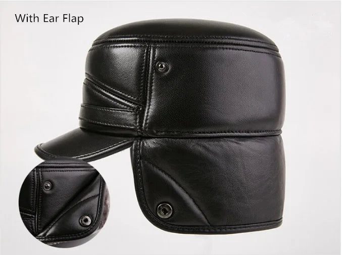 Winter Men's Genuine Leather Hat Thicken Leather Cowhide Baseball Caps With  Warm  Dad's Hats Sombrero De Cuero Del Hombre Super