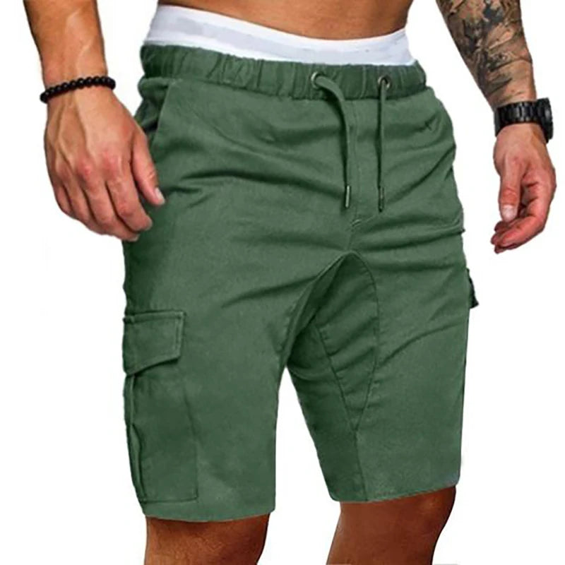 Casual Shorts Mens Summer Cargo Shorts Gym Sport Running Workout Cargo Pants Jogger Trousers Drawstring Solid Jogging Shorts Men