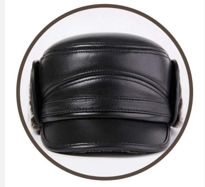 Winter Men's Genuine Leather Hat Thicken Leather Cowhide Baseball Caps With  Warm  Dad's Hats Sombrero De Cuero Del Hombre Super